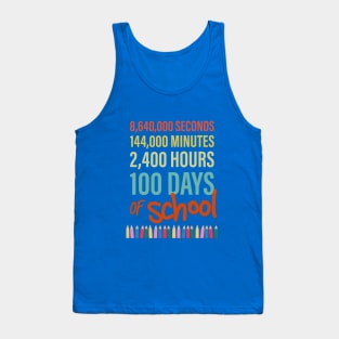 100 Days of School, Hours, Minutes and Seconds with Crayons Tank Top